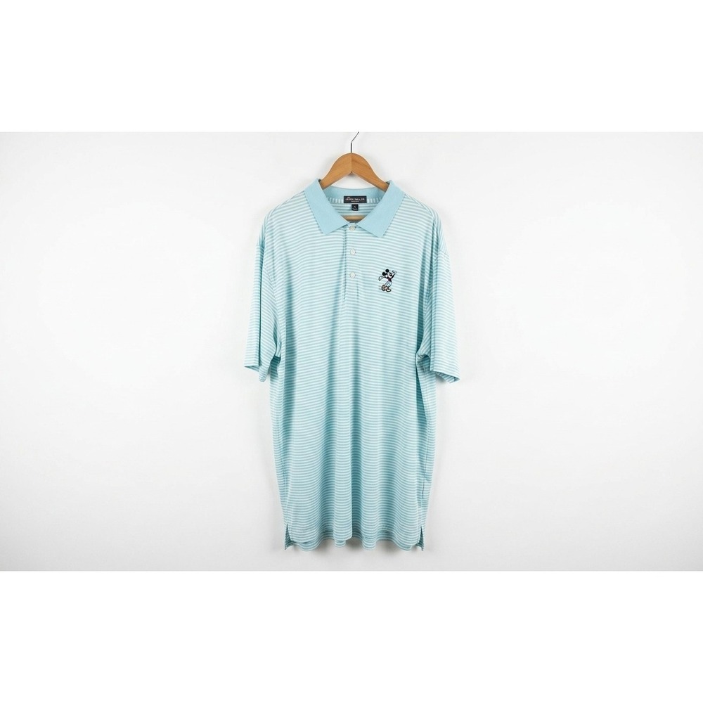 Peter Millar Disney Golf Polo Shirt Mens XXL Blue Striped Mickey Mouse